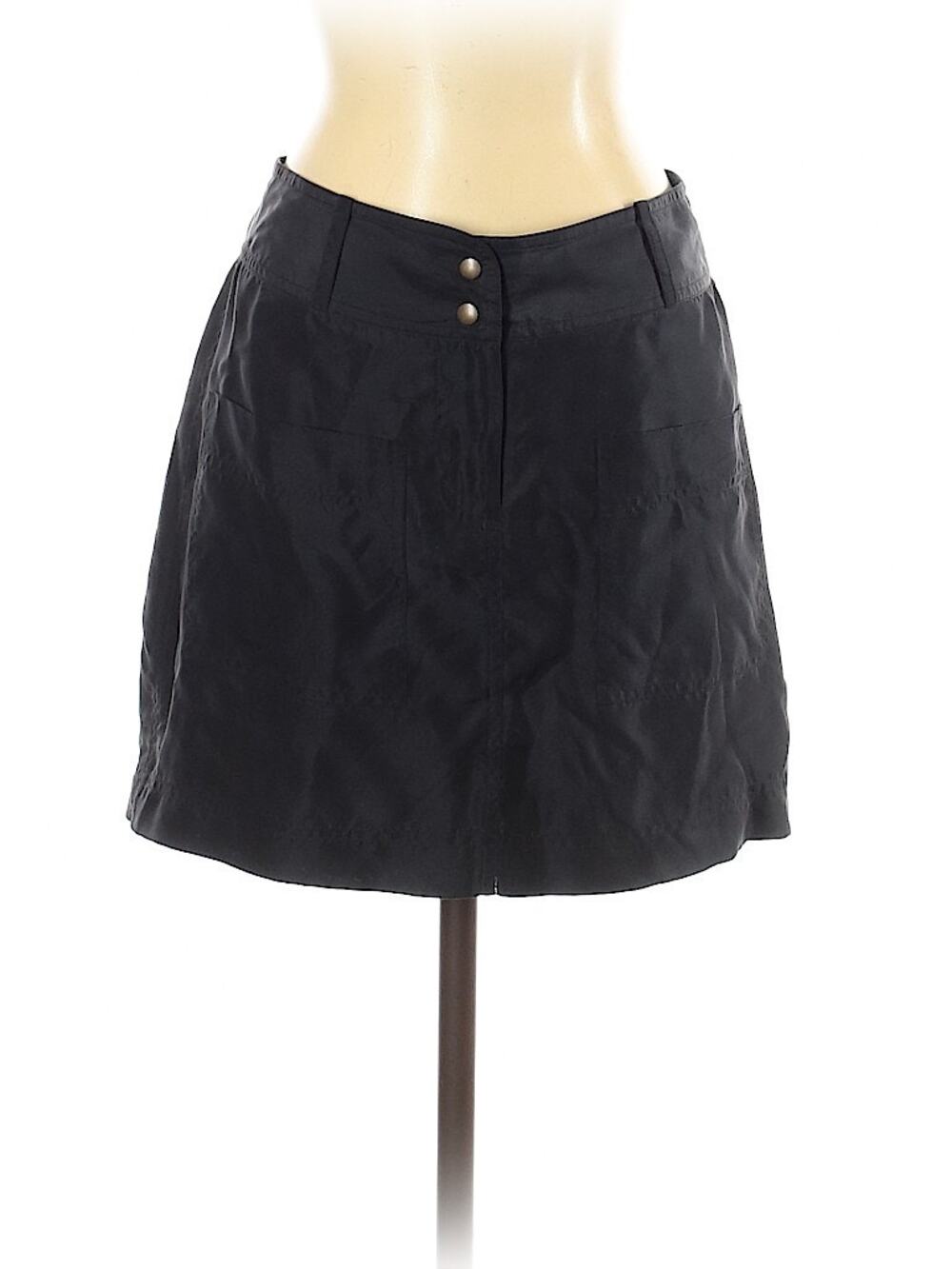 Vintage Nicole Miller New York 100% Silk Black Mini Skirt Size 0 Y2K Utility